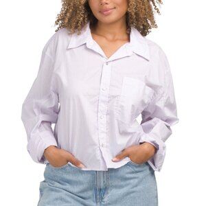 AMO DENIM Blushing Pima Cotton Ruth Cropped Shirt